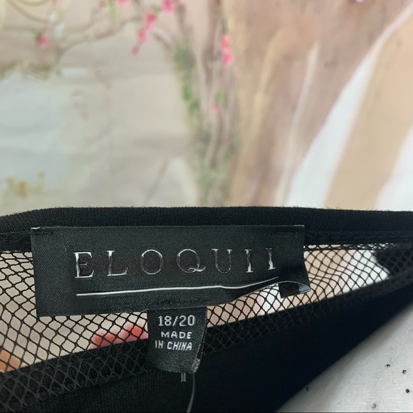 NEW Eloquii Ruffle Mesh Yoke Blouse in Black - Picture 9 of 10